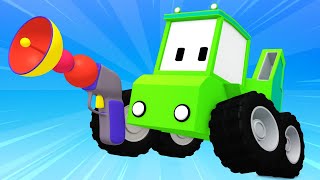 Tiny Trucks - Space Ranger - Kids Animation with Street Vehicles Bulldozer, Excavator & Crane