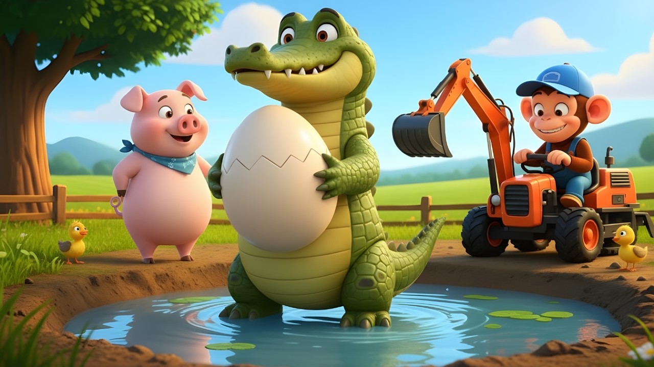 🚜🐒 Funny Monkey Farm Day: Monkey Farmer Drives Tractor, Harvests Radishes & Cabbages on Happy Farm