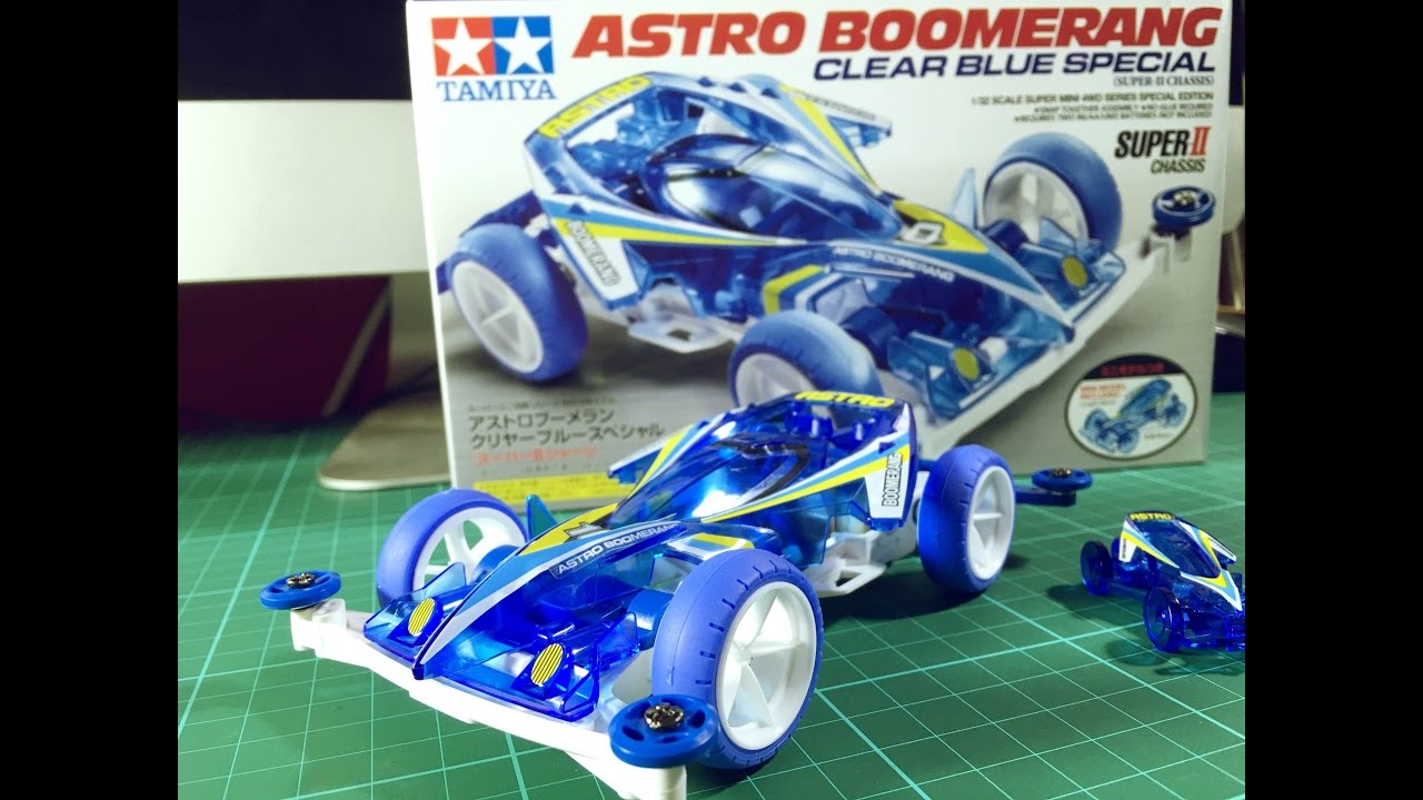 TAMIYA MINI 4WD Astro Boomerang Clear Blue Special Unboxing - YouTube
