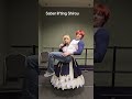 Saber lifts Shirou in full cosplay at San Japan