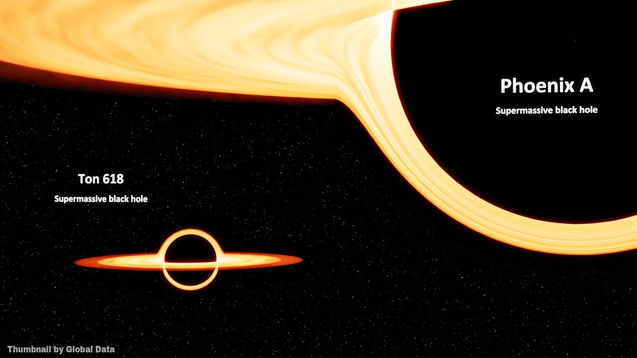 Ton 618 vs phoenix A Black Hole Size Comparison | 3d Animation Comparison -
