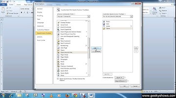 Microsoft Office Word 2010 Add or Remove Commands to Quick Access Toolbar