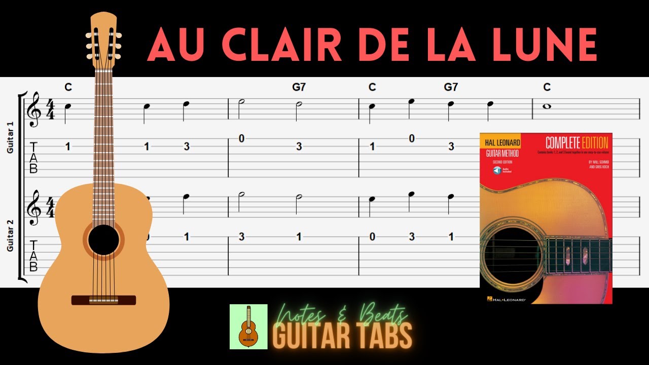 Hal Leonard- Au Clair De La Lune GUITAR TAB - YouTube