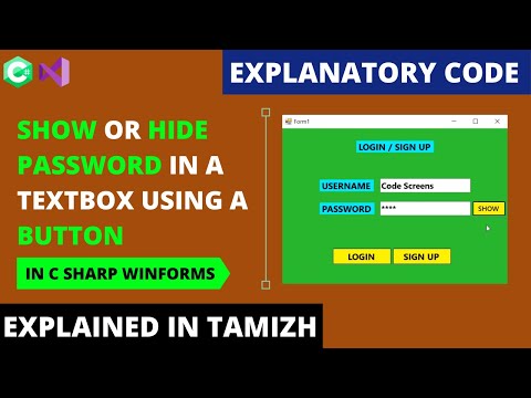 Show or Hide Password using a Button | C# WinForms | Tamil | Code Screens