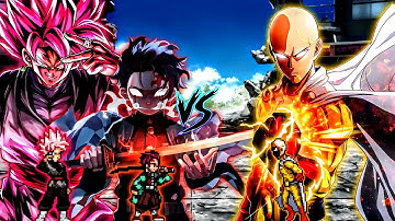 Chaos Tanjiro OP & Goku Black Purgation OP VS Accurate Saitama Serious Mode OP in Jump Force Mugen😱