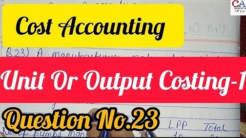 Unit Or Output Costing | Output Costing Cost Accounting | Unit Output Costing | Cost Accounting