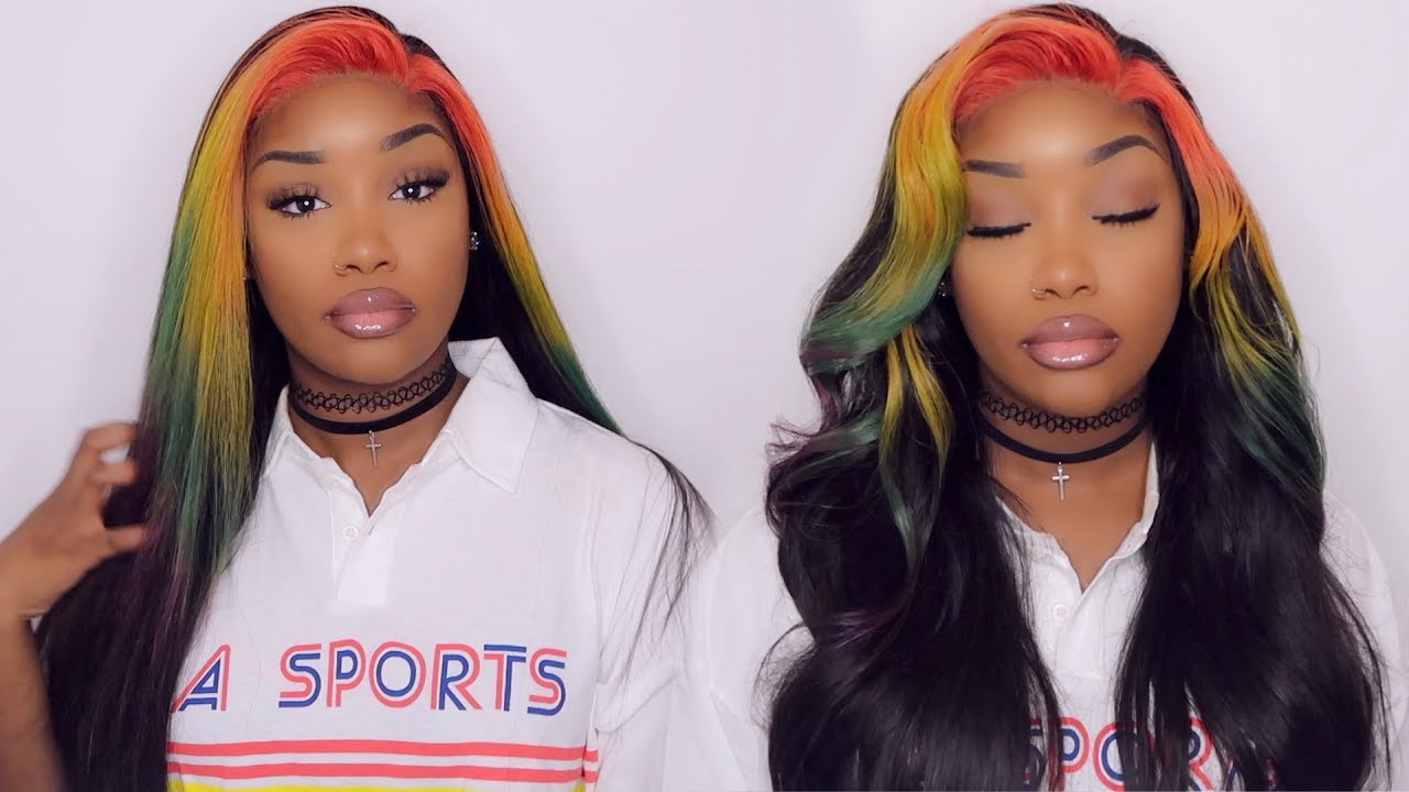 How To Rainbow Ombre Hair Color Tutorial On Dark Hair Ft Tinashehair Youtube