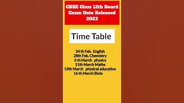 CBSE Class 12th Exam Date Sheet 2023#cbse12thboards