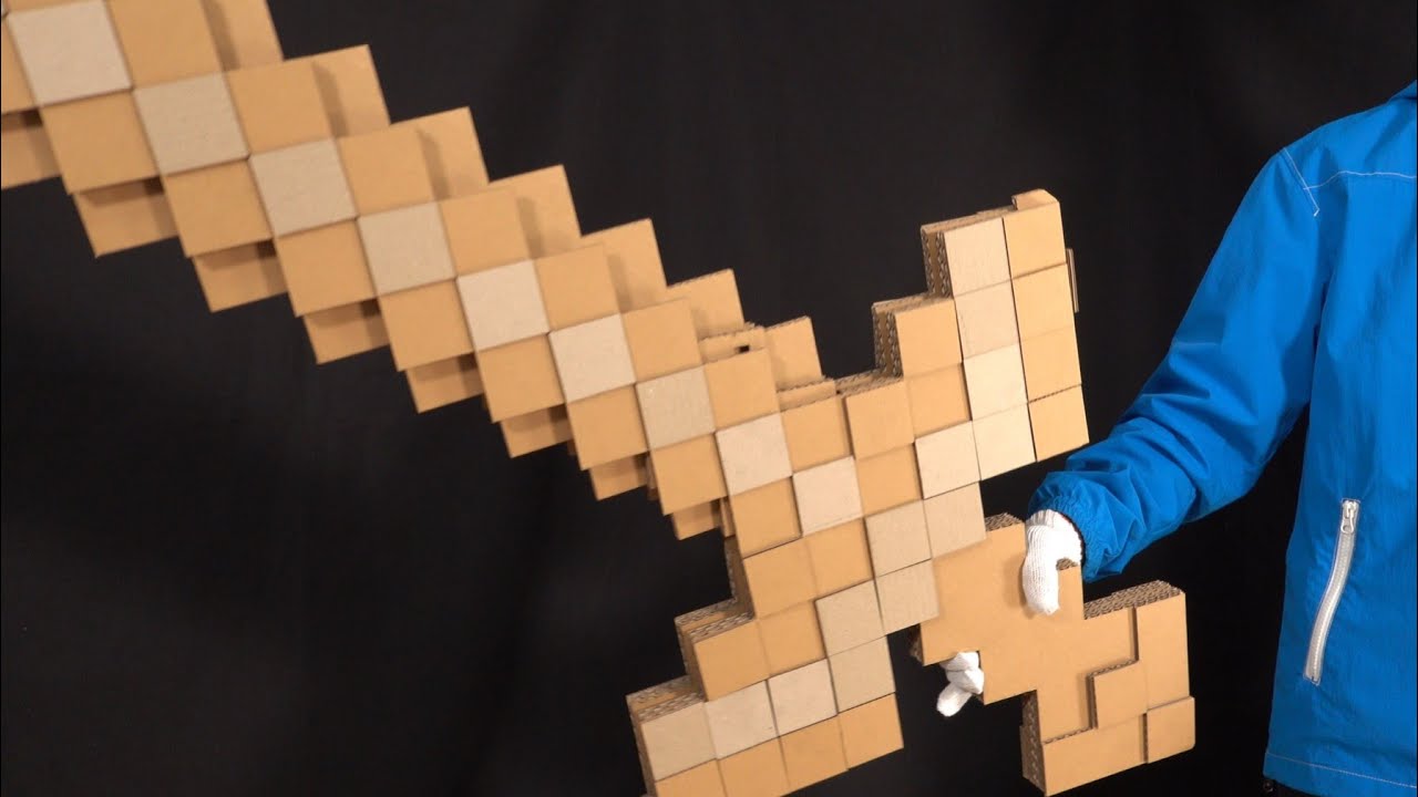 ダンボールで変形するマイクラの剣を作る Transforming Minecraft Sword Pickaxe Cardboard Diy Youtube