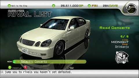 IMPORT TUNER CHALLENGE   XBOX 360   Video   020 of 055   RIVAL LIST   ROAD CONCERTO