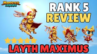 LAYTH MAXIMUS RANK 5 REVIEW | BEST RUNES, SKILLS, RELICS AND COMBOS! MONSTER LEGENDS