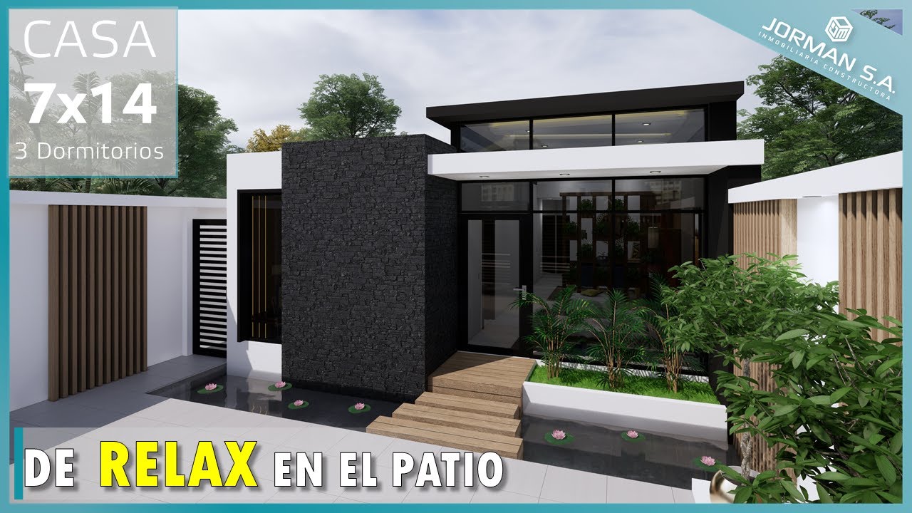 Plano de Casa Moderna de 1 Piso (Casa 7x14 metros) - YouTube