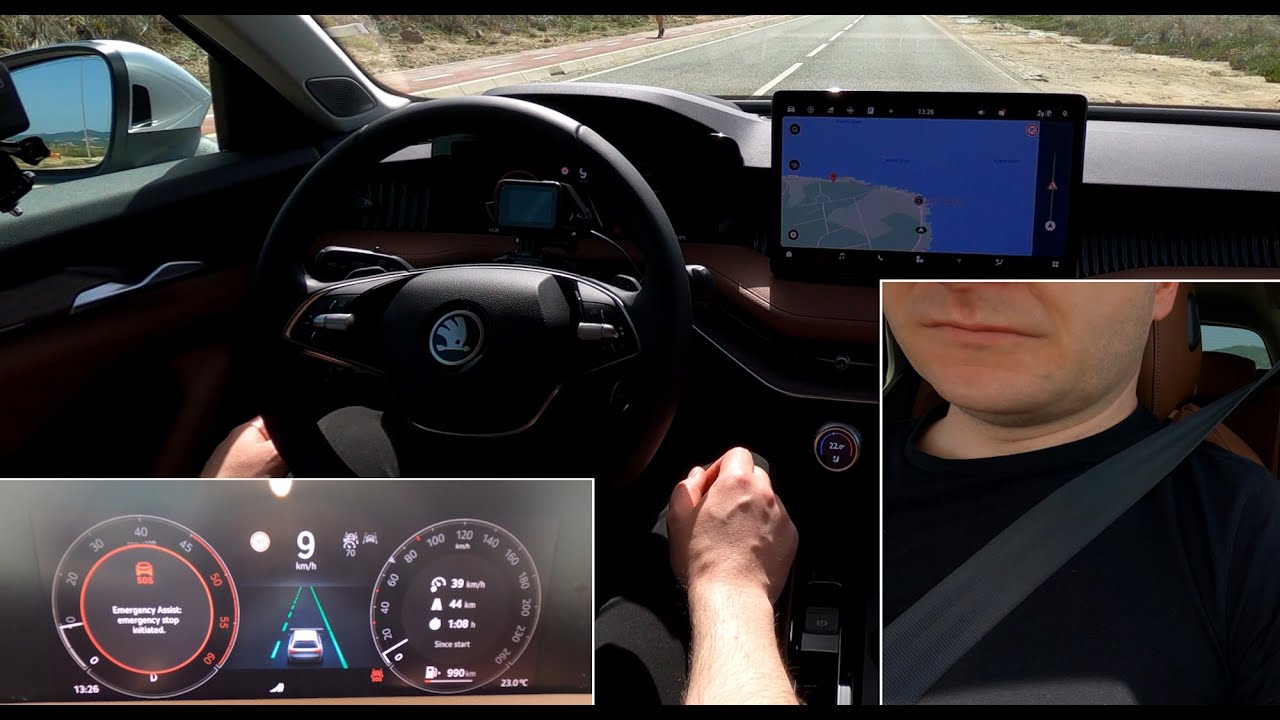 Skoda Superb: Emergency Assist real-life test. Emergency Stop, Crew ...