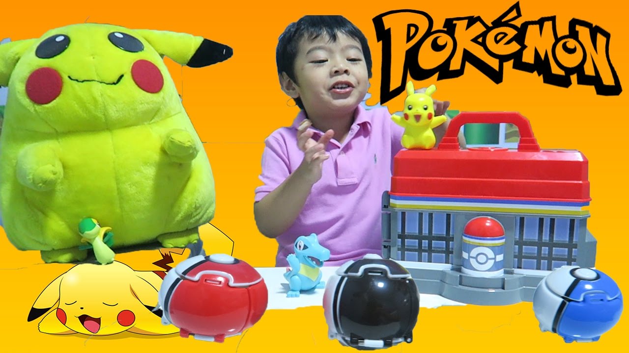 House of our Pokemon figures!!! pikachu plushie, pokeballs that transform