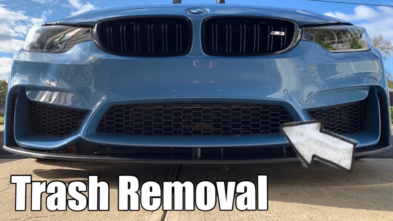 Removing debris from between lower grille and radiator. Any car not