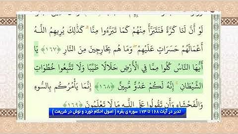 تدبر در قرآن : تدبر در آیات 168 تا 173 سوره ی بقره ( اصول احکام خورد و نوش در شریعت )