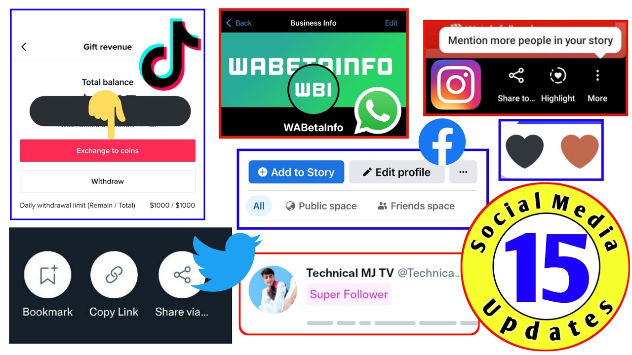 Social Media Updates 15 || FB Reels Bonuses, Clubhouse New Design, TikTok reactions, Wtsp Cover