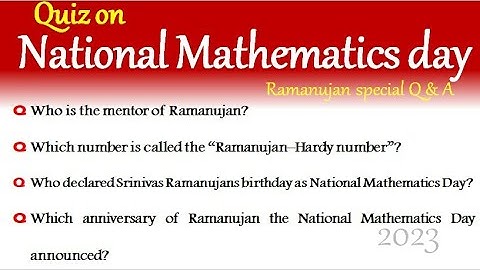 National mathematics day quiz in English 2023 Ramanujan quiz English maths quiz questions & answer