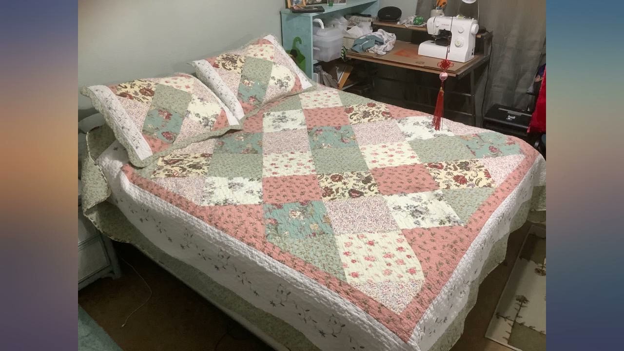 Cozy Line Home Fashions Floral Real Patchwork Green Peach Scalloped Edge Country review