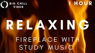 *1 HOUR* Fiery Tranquility: Crackling Fire with Peaceful Music For Study