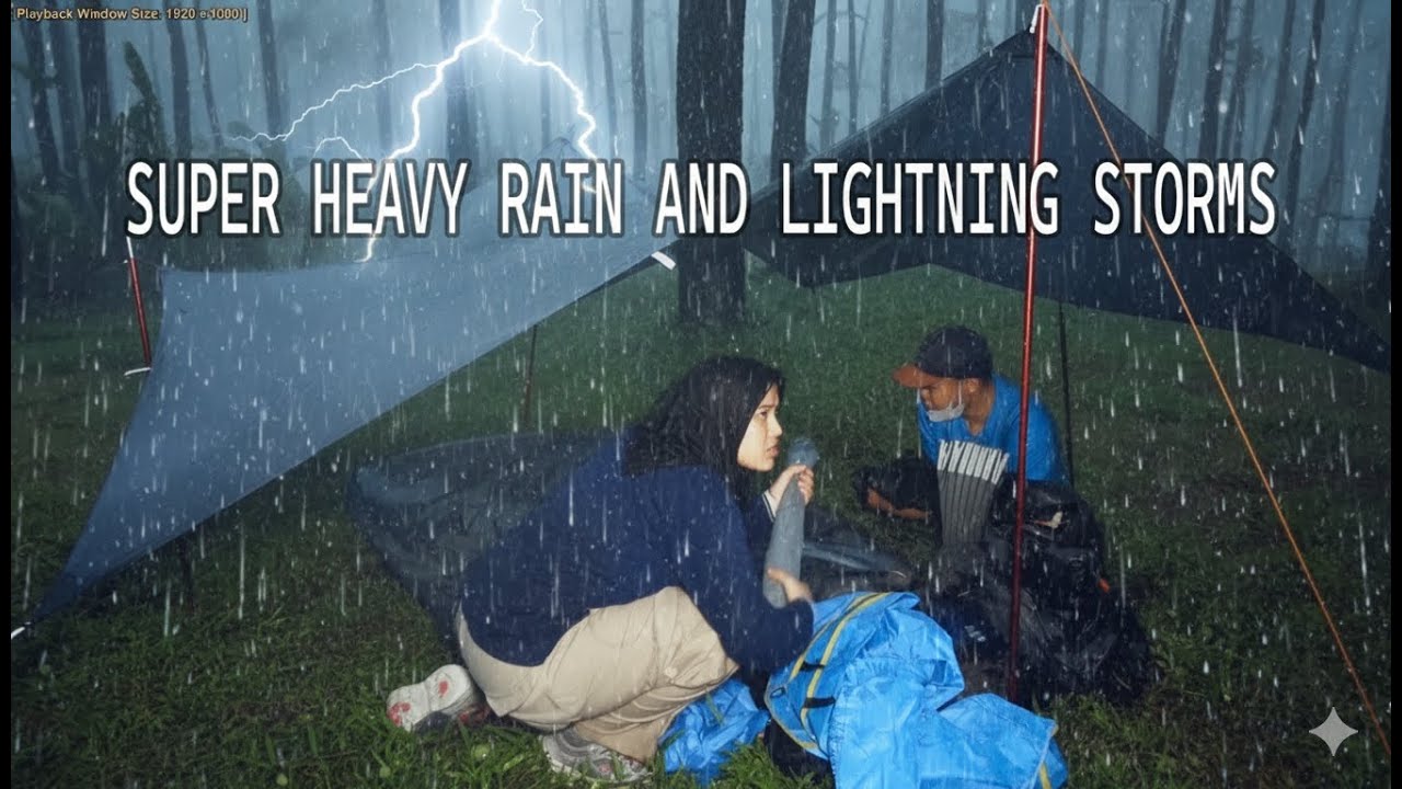 УСТАНАВЛИВАЕМ ПАЛАТКУ С МУЖЕМ ВО ВРЕМЯ СИЛЬНОГО ДОЖДЯ И ГРОЗА