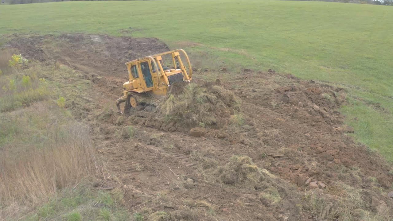 Cat D6H and D7 Dozers - Classic Yellow Iron Cleaning out pond