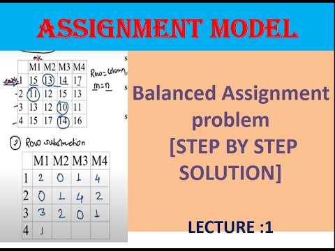 Assignment Model ||Operation research || Balanced Assignment problem ...