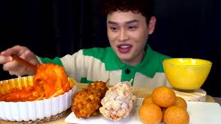 ASMR 명랑핫도그🌭모짜렐라 추가한 떡볶이 라면땅핫도그 소떡소떡 치즈볼 먹방~! Cheese Tteokbokki With Crispy Corn Dog 🧀Ball MuKBang!