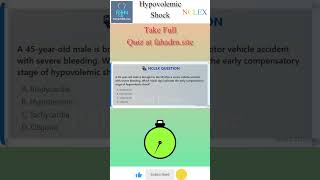 NCLEX Hypovolemic Shock Question 1  Early Signs &amp; Nursing Focus