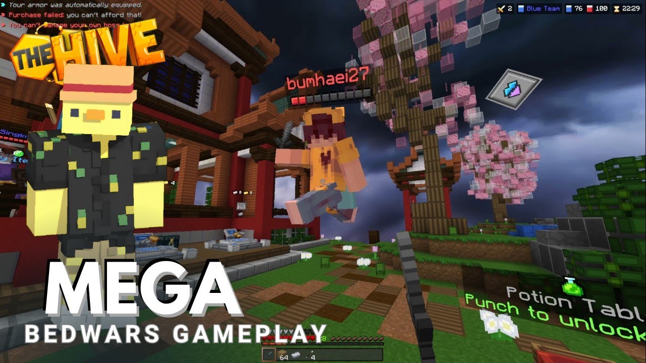 Minecraft Bedrock Hive Bedwars Mega Gameplay - YouTube