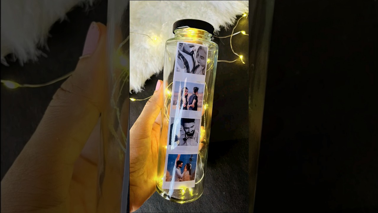 DIY Cute Gift 😍 Wait for end  photo bottle lamp 💡 #shorts #handmadegifts #diy #giftideas #craft