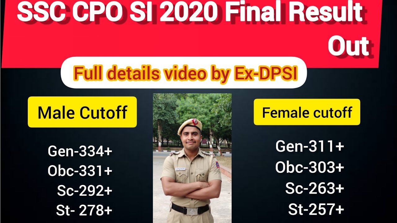 SSC CPO SI 2020 Final Result Out|Delhi Police SI Cutoff | All CAPF SI cutoff
