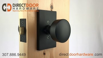 Emtek Laurent Knob with Modern Rectangular Rosette in Flat Black