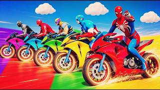 SPIDER-MAN vs RAINBOW SPIDER-MAN 🕷️🌈 EXTREME MOTORCYCLE RACE on IMPOSSIBLE BRIDGE! 🏍️💨 | GTA 5 screenshot 3