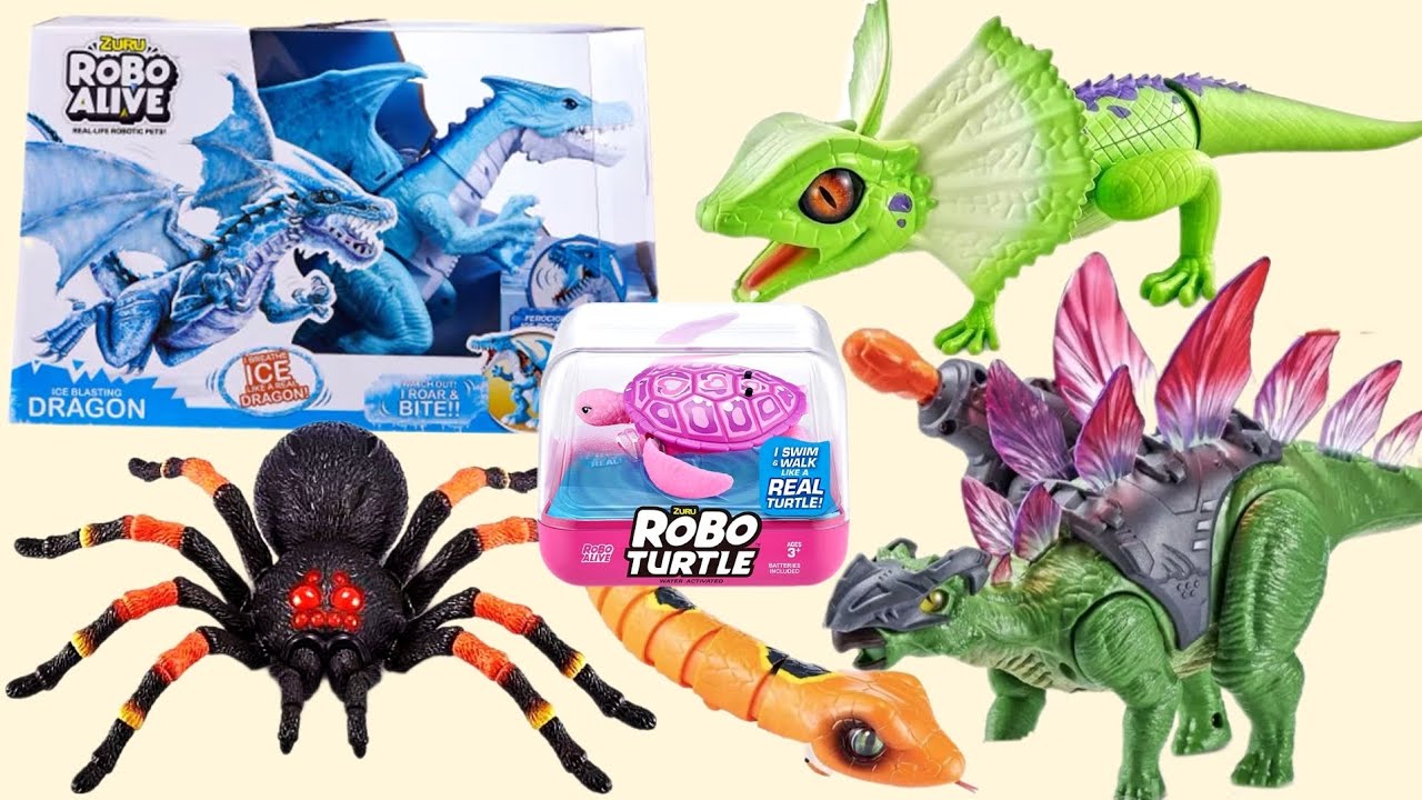 ASMR | UNBOXING BIG COLLECTION ROBO ALIVE ZURU | Giant Tarantula, Robo Fish, Robo Dino