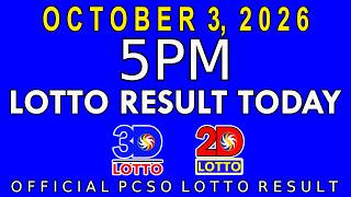 Full 5pm Lotto Result Today October 3 2026 Swertres 3D Lotto Ez2 2D Lotto PCSO Guide