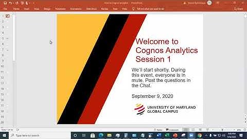 Introduction to Cognos Analytics DATA 610 Fall 2020