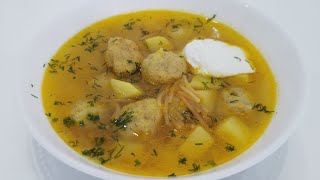 Быстрый суп с куриными фрикадельками/Суп с вермишелью/Quick Chicken Meatball Soup / Noodle Soup