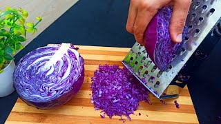 Grated Red Cabbage Recipe | Recette de chou rouge râpé - ASMR RECIPES