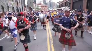 Scotland fans celebrate win over Haiti with bagpipes in Boston