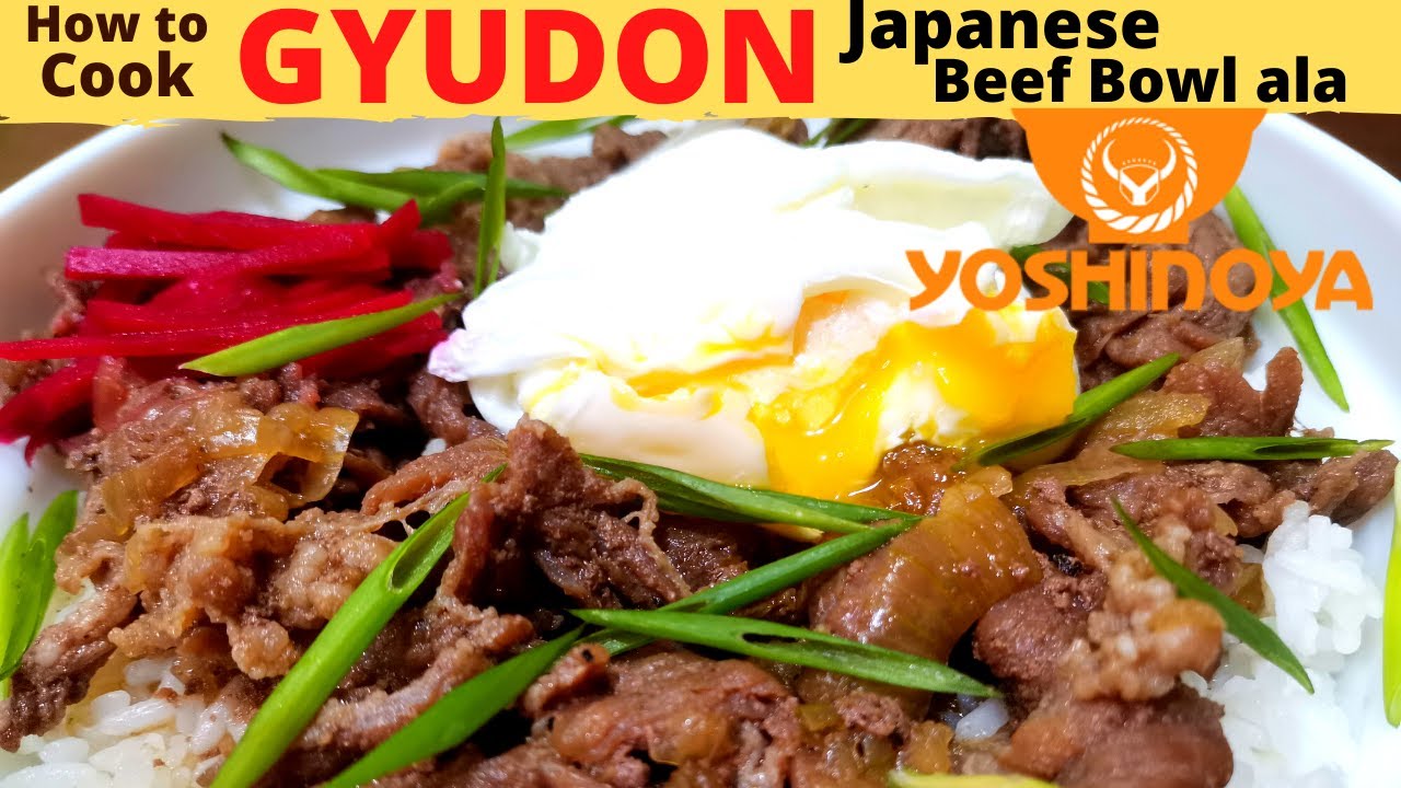 GYUDON Yoshinoya Style Japanese Beef Bowl With Onsen Tamago, Beni