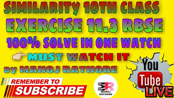 EXERCISE 11.3 CHAPTER 11 SIMILARITY RBSE BSER CLASS 10TH MATHS