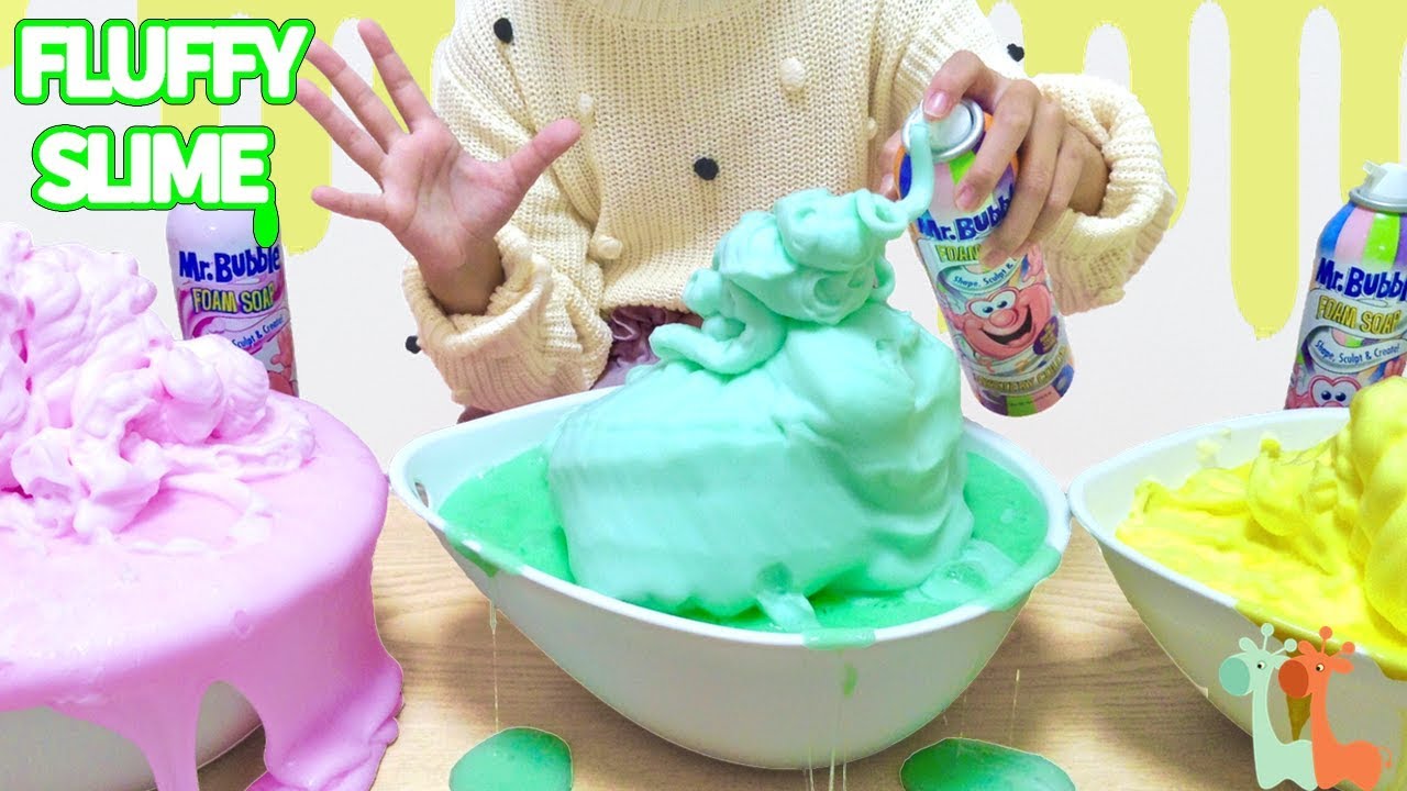 DIY Giant Fluffy Slime with Foam Soap , Mr. Bubble