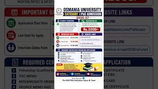 Osmania University PhD Admissions 2026 | Required Certificates & Interview Dates Category -I 2026-27