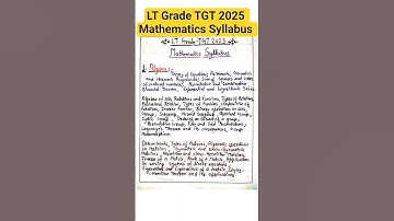 LT Grade TGT 2025 Mathematics Full Syllabus