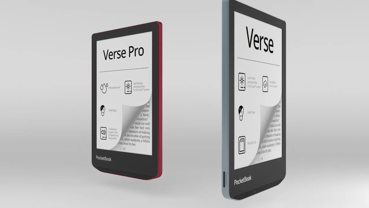  PocketBook Verse Pro E-Reader Waterproof, Eye-Friendly 6'' E-Ink  Carta™ HD Touchscreen, Audio-Book & E-Book Reader, Text-to-Speech  Function, SMARTlight, 16GB, WiFi & Bluetooth