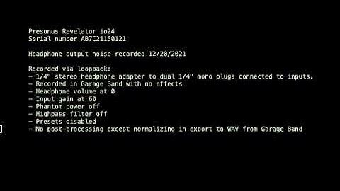 Presonus revelator io24 headphone output noise recorded via loopback