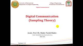 Lecture 1: Digital Communication (Sampling Theory)