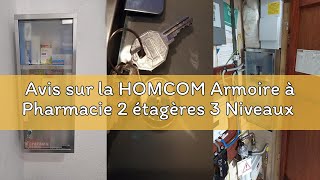 Avis sur la HOMCOM Armoire à Pharmacie 2 étagères 3 Niveaux verrouillable Porte Verre trempé dépoli