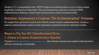 Resolving 401 Unauthorized Issues in Ocelot After Migrating to .NET 8 with Custom Authentication Sc